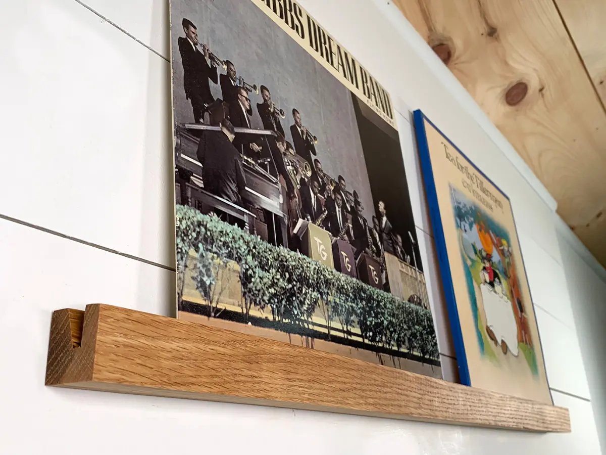 Vinyl Displays and Rails from Rowe Station Woodworks.